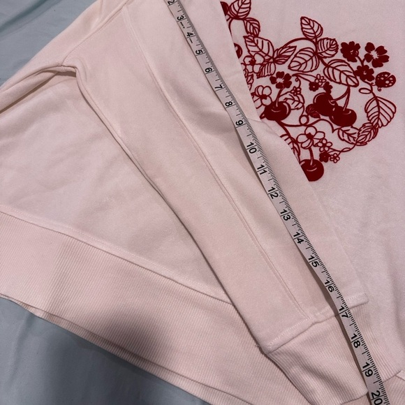 NWT Women’s Cream Pullover Red Velvet Aplique Heart, Cherry, Ladybug, Leaf Small - Picture 5 of 13
